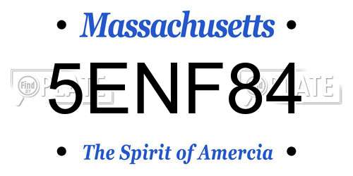 5ENF84 Massachusetts License Plate