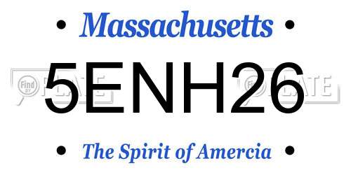 5ENH26 Massachusetts License Plate