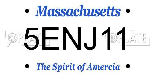 5ENJ11 Massachusetts License Plate