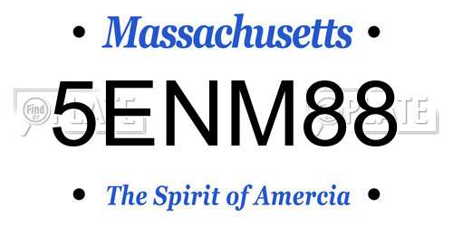 5ENM88 Massachusetts License Plate