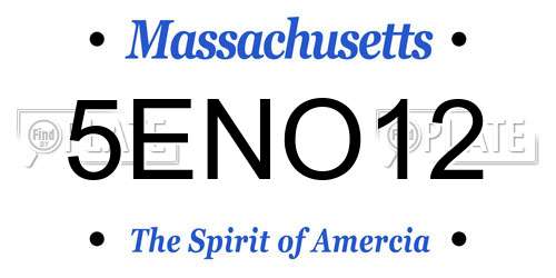 5ENO12 Massachusetts License Plate