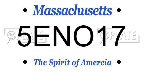 5ENO17 Massachusetts License Plate