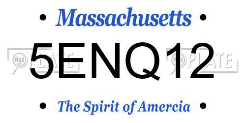 5ENQ12 Massachusetts License Plate