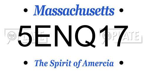 5ENQ17 Massachusetts License Plate