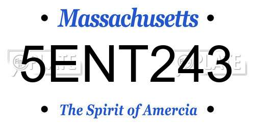 5ENT243 Massachusetts License Plate