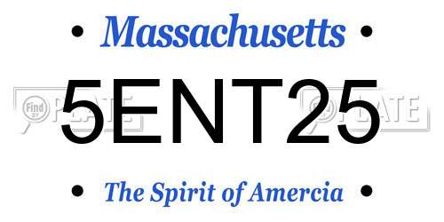 5ENT25 Massachusetts License Plate