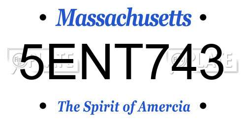 5ENT743 Massachusetts License Plate