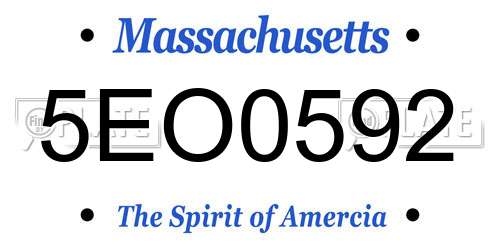 5EO0592 Massachusetts License Plate