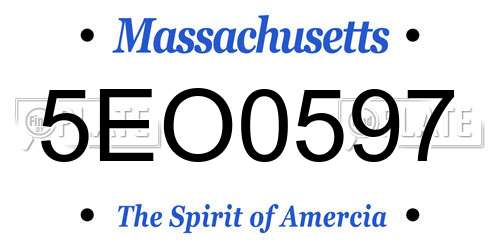 5EO0597 Massachusetts License Plate