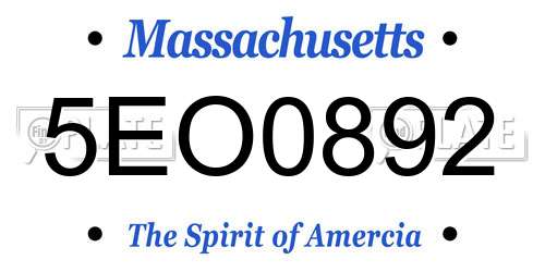 5EO0892 Massachusetts License Plate