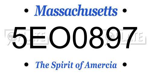 5EO0897 Massachusetts License Plate