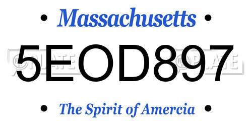 5EOD897 Massachusetts License Plate