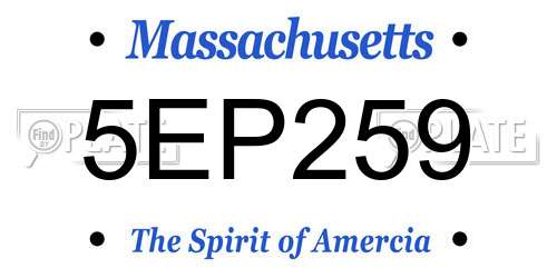 5EP259 Massachusetts License Plate