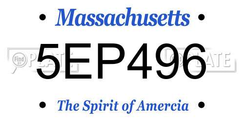 5EP496 Massachusetts License Plate