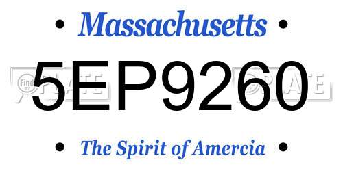 5EP9260 Massachusetts License Plate