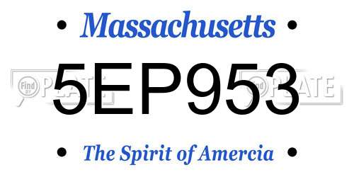 5EP953 Massachusetts License Plate