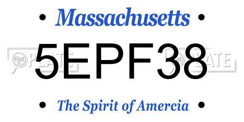 5EPF38 Massachusetts License Plate