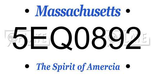 5EQ0892 Massachusetts License Plate