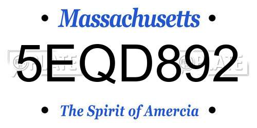 5EQD892 Massachusetts License Plate
