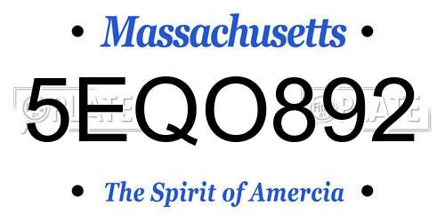 5EQO892 Massachusetts License Plate