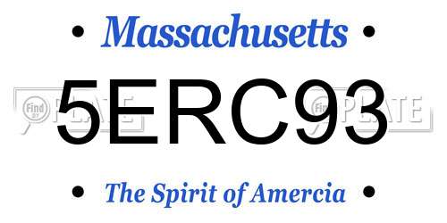 5ERC93 Massachusetts License Plate