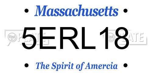 5ERL18 Massachusetts License Plate