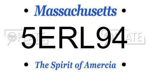 5ERL94 Massachusetts License Plate