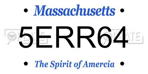 5ERR64 Massachusetts License Plate
