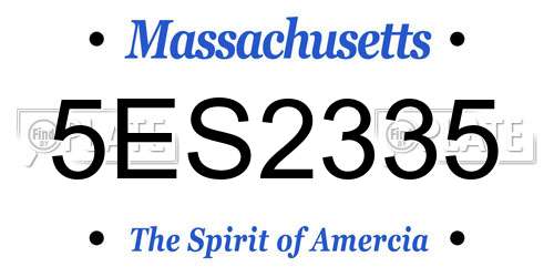 5ES2335 Massachusetts License Plate