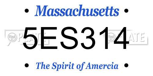 5ES314 Massachusetts License Plate