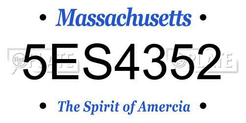 5ES4352 Massachusetts License Plate