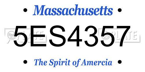 5ES4357 Massachusetts License Plate