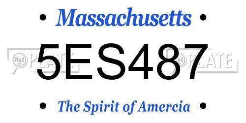 5ES487 Massachusetts License Plate