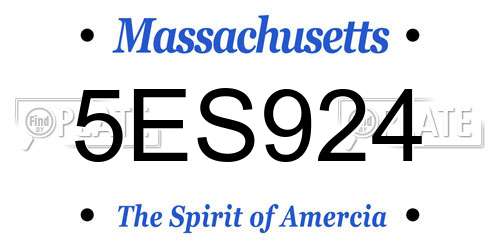 5ES924 Massachusetts License Plate