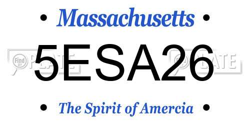 5ESA26 Massachusetts License Plate