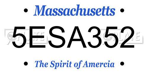 5ESA352 Massachusetts License Plate