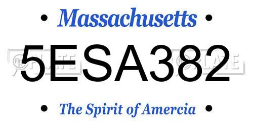 5ESA382 Massachusetts License Plate