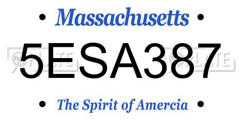 5ESA387 Massachusetts License Plate