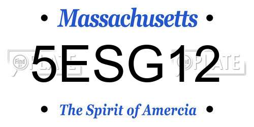 5ESG12 Massachusetts License Plate