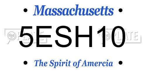 5ESH10 Massachusetts License Plate