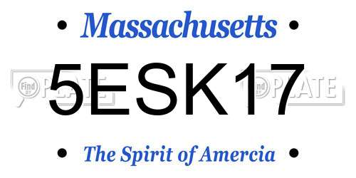 5ESK17 Massachusetts License Plate
