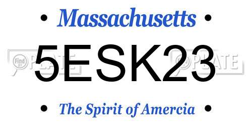 5ESK23 Massachusetts License Plate