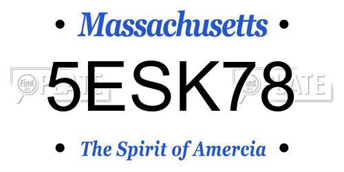 5ESK78 Massachusetts License Plate