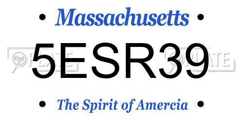 5ESR39 Massachusetts License Plate