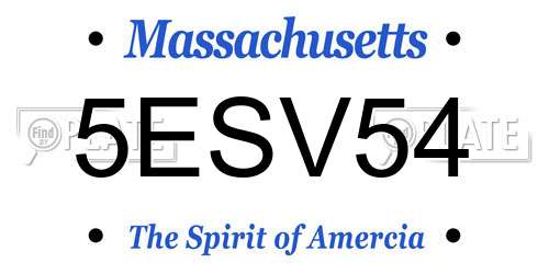 5ESV54 Massachusetts License Plate