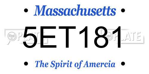 5ET181 Massachusetts License Plate