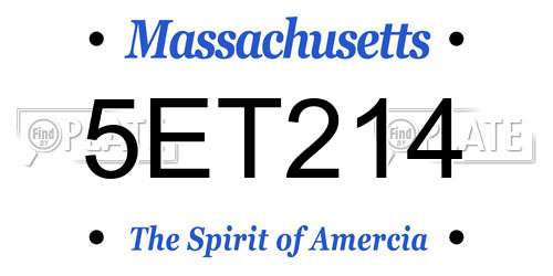 5ET214 Massachusetts License Plate