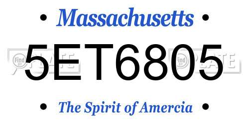 5ET6805 Massachusetts License Plate