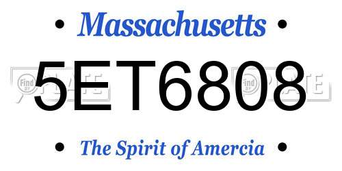 5ET6808 Massachusetts License Plate