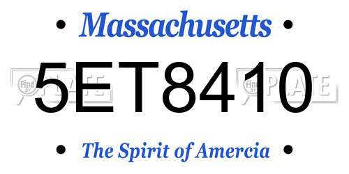 5ET8410 Massachusetts License Plate